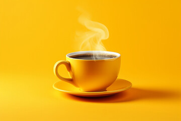 yellow cup of coffee on a yellow background