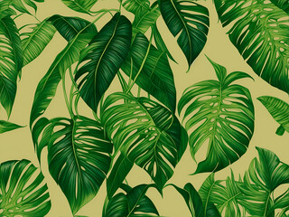 Fondo textura con hojas verdes. Vista de frente y de cerca. IA Generativa - obrazy, fototapety, plakaty