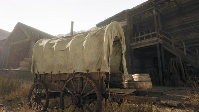 An old American western style town