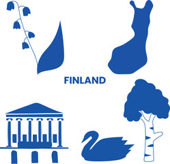 Finland vector icon set, National culture symbols of Finland vector