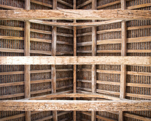 Wooden beam structure in an old object