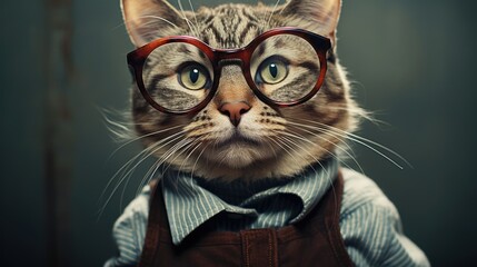 A cat wearing glasses 