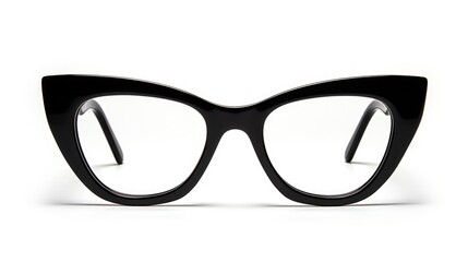 A pair of black cat eye glasses on a white background - Powered by Adobe