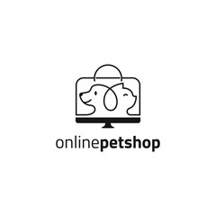 Online pet shop icon vector logo.