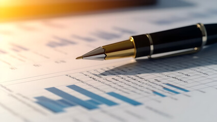 Pen financial data analysis investment planning business on financial report.