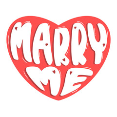 hand draw marry me in heart , pastel word for wedding.