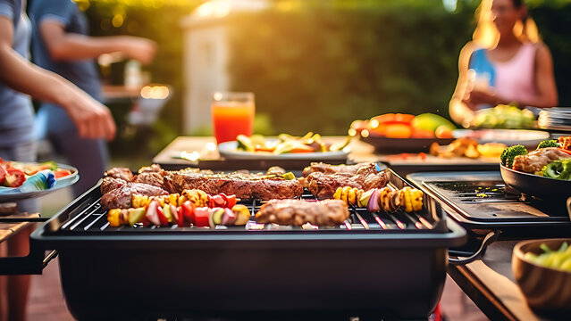 Fun filled backyard BBQ party with friends and family, a variety of delicious summer dishes.