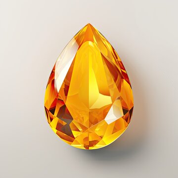 Yellow Oval Cut Gemstone On Light Studio Background (Generative AI)