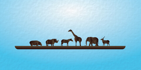 big animal of africa, paper art