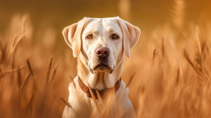 portrait of a beautiful dog in the field Generative AI, AI Generated