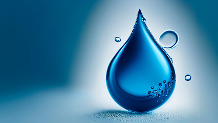 Big drop of water, crystal with white background and studio lighting, science work, AI generated wallpaper