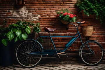 bicycle in front of a wall