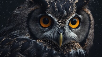 close up of beautiful colorful owl, owl with colorful feathers Generative AI, AI Generated
