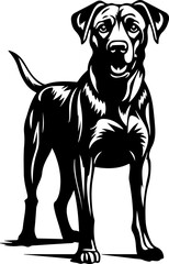 Dog black and white two colors silhouette. Template for laser engraving or stencil. Vector illustration - 637410739