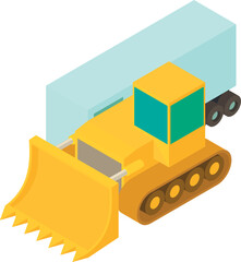 Naklejka premium Construction machinery icon isometric vector. Building bulldozer, cargo trailer. Reconstruction, building delivery