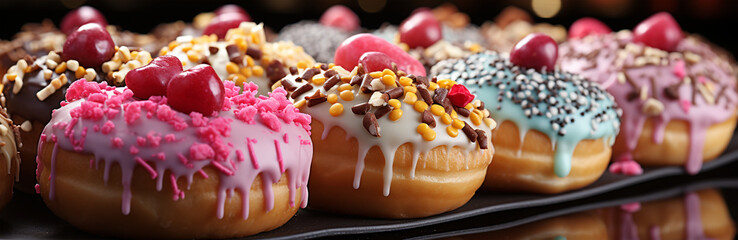 Top-Down Indulgence: Scrumptious Glazed Donuts, Perfectly Suited for Your Cafe Menu - obrazy, fototapety, plakaty