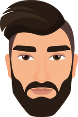 Bearded male head. Stylish modern headdress, hipster man face vector illustration