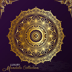     Vector luxury ornamental mandala design background in gold color