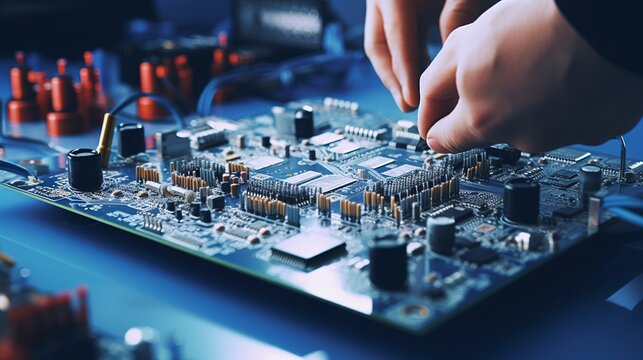 High-tech automated assembly line for circuit board installation and quality control in PCB manufacturing