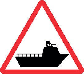Ferry ahead warning sign. Traffic signs and symbols.
