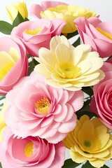 claire used pink and yellow floral decor 