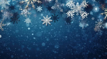 Fotobehang Christmas blue background with snowflakes © sambath
