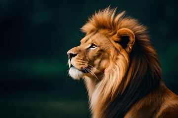 Lion king  Portrait on black background, Wildlife animal. 
