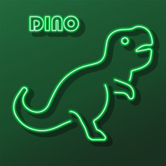 dinosaur neon sign, modern glowing banner design, colorful modern design trend on black background. Vector illustration.