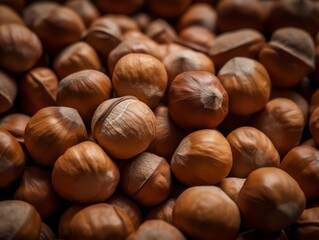 Obraz premium hazelnuts on a wooden table