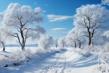 Fototapeta na wymiar Stunning beauty of winter nature with snow during the holiday season. Merry christmas and happy new year concept