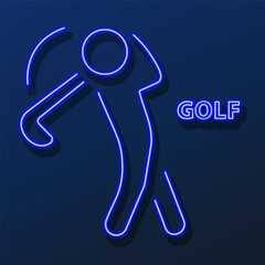 golf neon sign, modern glowing banner design, colorful modern design trend on black background. Vector illustration.