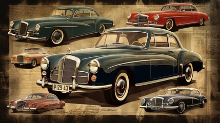 poster of vintage cars on the street