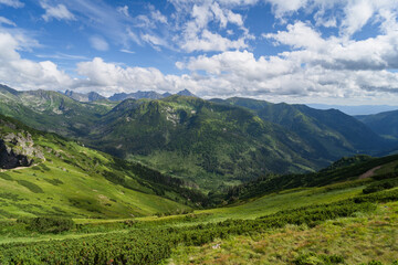 Naklejka na ściany i meble Mountain landscape in the Tatras in summer, the border of Poland and Slovakia.