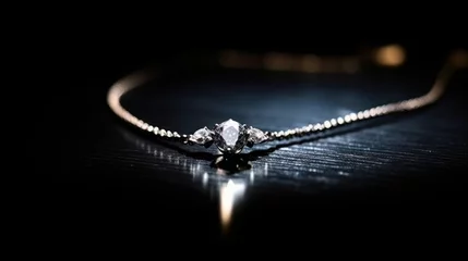 Poster Beautiful diamond necklace with blur background © sambath