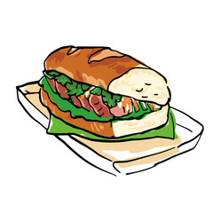 バインミーの手書きイラスト