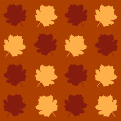 Obraz premium repeated pattern with maple leaves, gold autumn colors, vector