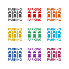 Parking logo icon isolated on white background. Set icons colorful