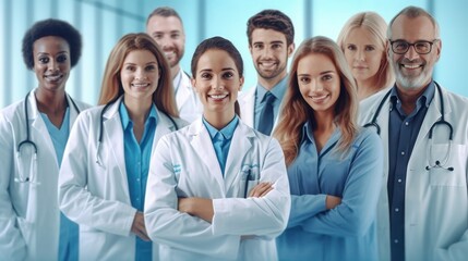 Fototapeta premium A photo of group of professional doctor and nurse with clean background