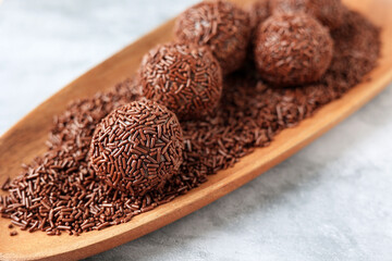Brigadeiro, Traditional Brazilian Dessert Made of Condensed Milk, Cocoa Powder, Butter, and Chocolate Sprinkles