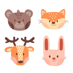 vector cute autumn animals forest animals