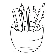 Hand Drawing Style of stationery cup vector. Suitable for stationery icon, sign or symbol.