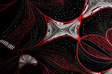 A vibrant abstract background with a heart shape in bold black and red colors