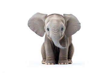 Obraz premium a baby elephant standing up with its trunk extended