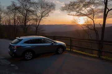 Fototapeta na wymiar car in the sunset