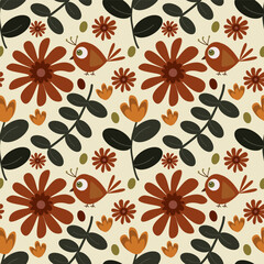 Flower vector ilustration seamless patern.Great for textile,fabric,wrapping paper,and any print.