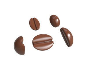 Realistic 3d Coffee beans set, International Coffee Day design element