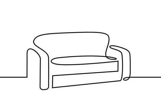 recommend clip art: Sofa in continuous line art drawing style. Couch home furniture black linear design isolated on white background. Vector illustration