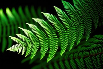 Detailed close up of a vibrant green fern leaf Generative AI 