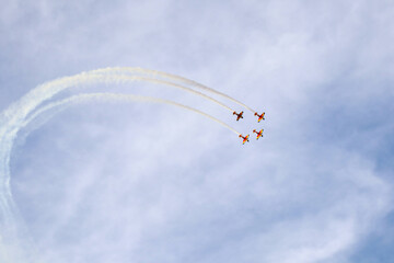airshow with acrobatic airplanes in romania hawks of romania 