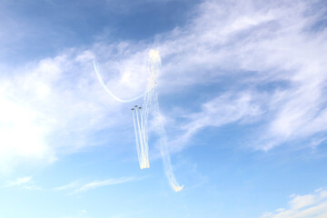 airshow with acrobatic airplanes in romania hawks of romania 